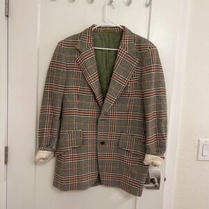 Vintage Larry Kane Wool Tweed Plaid Blazer 70s Style Retro Fall Chic Sports Coat